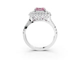White gold Double Halo Fancy Pink Asscher  Cut Pave Split Shank Prong Set Ring_18
