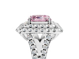 White gold Double Halo Fancy Pink Asscher  Cut Pave Split Shank Prong Set Ring_20