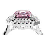 White gold Double Halo Fancy Pink Asscher  Diamond Pave Band with Four-Prong Setting_4