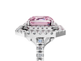 White gold Double Halo Fancy Pink Asscher  Diamond Pave Band with Four-Prong Setting_5