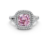 White gold Double Halo Fancy Pink Cushion Cut Diamond Split Shank Engagement Ring with Four-Prong Setting_27