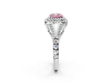 White gold Double Halo Fancy Pink Cushion Cut Diamond Split Shank Engagement Ring with Four-Prong Setting_29