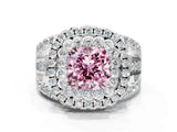 White gold Double Halo Fancy Pink Cushion Cut Diamond Split Shank Pave Set Ring_3