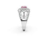 White gold Double Halo Fancy Pink Cushion Cut Diamond Split Shank Pave Set Ring_5
