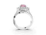 White gold Double Halo Fancy Pink Cushion Cut Diamond Split Shank Pave Set Ring_6