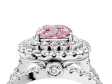 White gold Double Halo Fancy Pink Cushion Cut Diamond Split Shank Pave Set Ring_7