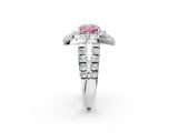 White gold Double Halo Fancy Pink Cushion Cut Diamond Split Shank Prong Setting Ring_2