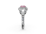 White gold Double Halo Fancy Pink Cushion  Cut Diamond Split Shank Ring with Four Prong Setting_22