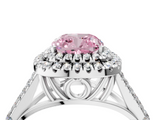 White gold Double Halo Fancy Pink Cushion  Cut Diamond Split Shank Ring with Four Prong Setting_24