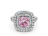 White gold Double Halo Fancy Pink Cushion  Cut Pave Split Shank Prong Set Ring_15