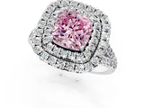 White gold Double Halo Fancy Pink Cushion  Cut Pave Split Shank Prong Set Ring_16