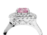 White gold Double Halo Fancy Pink Cushion  Cut Pave Split Shank Prong Set Ring_19