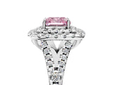 White gold Double Halo Fancy Pink Cushion  Cut Pave Split Shank Prong Set Ring_20