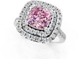 White gold Double Halo Fancy Pink Cushion  Diamond Pave Band with Four-Prong Setting_44