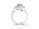 White gold Double Halo Fancy Pink Cushion  Diamond Pave Band with Four-Prong Setting_48