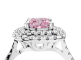 White gold Double Halo Fancy Pink Cushion  Diamond Pave Band with Four-Prong Setting_49