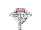 White gold Double Halo Fancy Pink Cushion  Diamond Pave Band with Four-Prong Setting_50