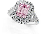 White gold Double Halo Fancy Pink Emerald Cut Diamond Split Shank Engagement Ring with Four-Prong Setting_28