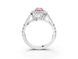 White gold Double Halo Fancy Pink Emerald Cut Diamond Split Shank Engagement Ring with Four-Prong Setting_30
