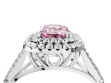 White gold Double Halo Fancy Pink Emerald Cut Diamond Split Shank Engagement Ring with Four-Prong Setting_31