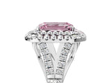 White gold Double Halo Fancy Pink Emerald Cut Diamond Split Shank Engagement Ring with Four-Prong Setting_32