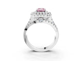 White gold Double Halo Fancy Pink Emerald Cut Diamond Split Shank Pave Set Ring_6