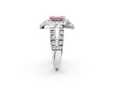 White gold Double Halo Fancy Pink Emerald Cut Diamond Split Shank Prong Setting Ring_2