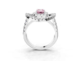White gold Double Halo Fancy Pink Emerald Cut Diamond Split Shank Prong Setting Ring_3