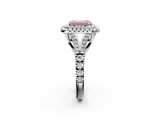 White gold Double Halo Fancy Pink Emerald  Cut Diamond Split Shank Ring with Four Prong Setting_22