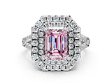 White gold Double Halo Fancy Pink Emerald  Cut Pave Split Shank Prong Set Ring_15