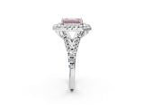 White gold Double Halo Fancy Pink Emerald  Cut Pave Split Shank Prong Set Ring_17