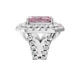 White gold Double Halo Fancy Pink Emerald  Cut Pave Split Shank Prong Set Ring_20
