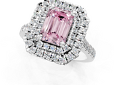 White gold Double Halo Fancy Pink Emerald  Diamond Pave Band with Four-Prong Setting_79