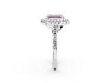White gold Double Halo Fancy Pink Emerald  Diamond Pave Band with Four-Prong Setting_81