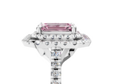 White gold Double Halo Fancy Pink Emerald  Diamond Pave Band with Four-Prong Setting_84