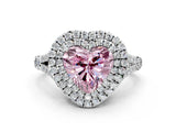 White gold Double Halo Fancy Pink Heart Cut Diamond Split Shank Engagement Ring with Four-Prong Setting_27