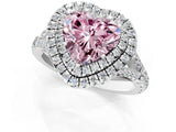 White gold Double Halo Fancy Pink Heart Cut Diamond Split Shank Engagement Ring with Four-Prong Setting_28