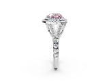 White gold Double Halo Fancy Pink Heart Cut Diamond Split Shank Engagement Ring with Four-Prong Setting_29