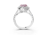 White gold Double Halo Fancy Pink Heart Cut Diamond Split Shank Engagement Ring with Four-Prong Setting_30
