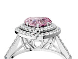 White gold Double Halo Fancy Pink Heart Cut Diamond Split Shank Engagement Ring with Four-Prong Setting_31