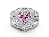 White gold Double Halo Fancy Pink Heart Cut Diamond Split Shank Pave Set Ring_3