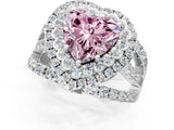 White gold Double Halo Fancy Pink Heart Cut Diamond Split Shank Pave Set Ring_4