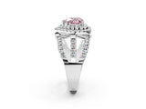 White gold Double Halo Fancy Pink Heart Cut Diamond Split Shank Pave Set Ring_5