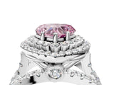 White gold Double Halo Fancy Pink Heart Cut Diamond Split Shank Pave Set Ring_7