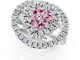 White gold Double Halo Fancy Pink Heart Cut Diamond Split Shank Prong Setting Ring_1