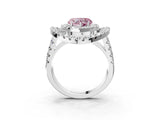 White gold Double Halo Fancy Pink Heart Cut Diamond Split Shank Prong Setting Ring_3