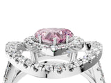 White gold Double Halo Fancy Pink Heart Cut Diamond Split Shank Prong Setting Ring_4