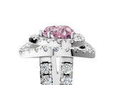 White gold Double Halo Fancy Pink Heart Cut Diamond Split Shank Prong Setting Ring_5