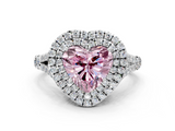 White gold Double Halo Fancy Pink Heart  Cut Diamond Split Shank Ring with Four Prong Setting_20