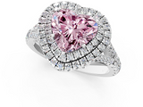 White gold Double Halo Fancy Pink Heart  Cut Diamond Split Shank Ring with Four Prong Setting_21